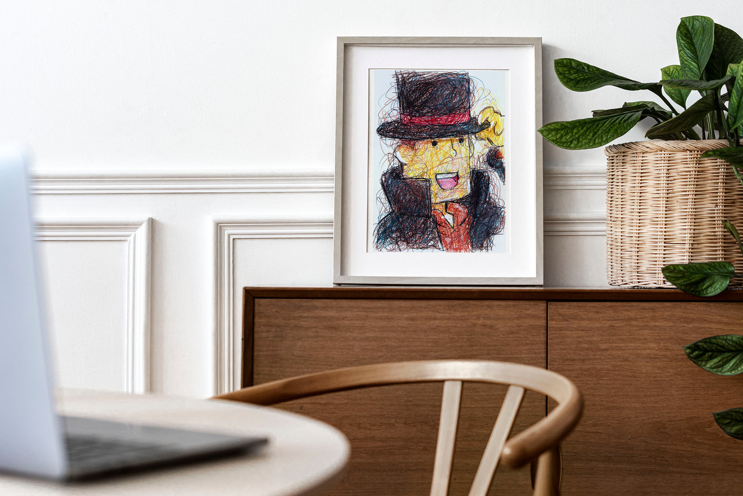 Professor Layton Ballpoint Pen Scribble Art Print