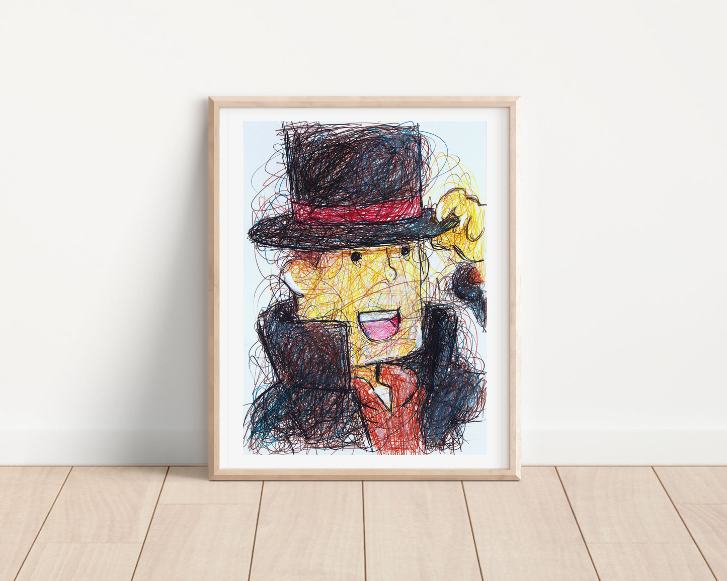 Professor Layton Ballpoint Pen Scribble Art Print