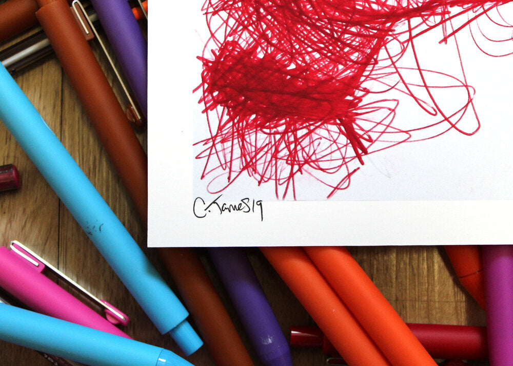 Protoman Ballpoint Pen Scribble Art Print-Cody James by Cody