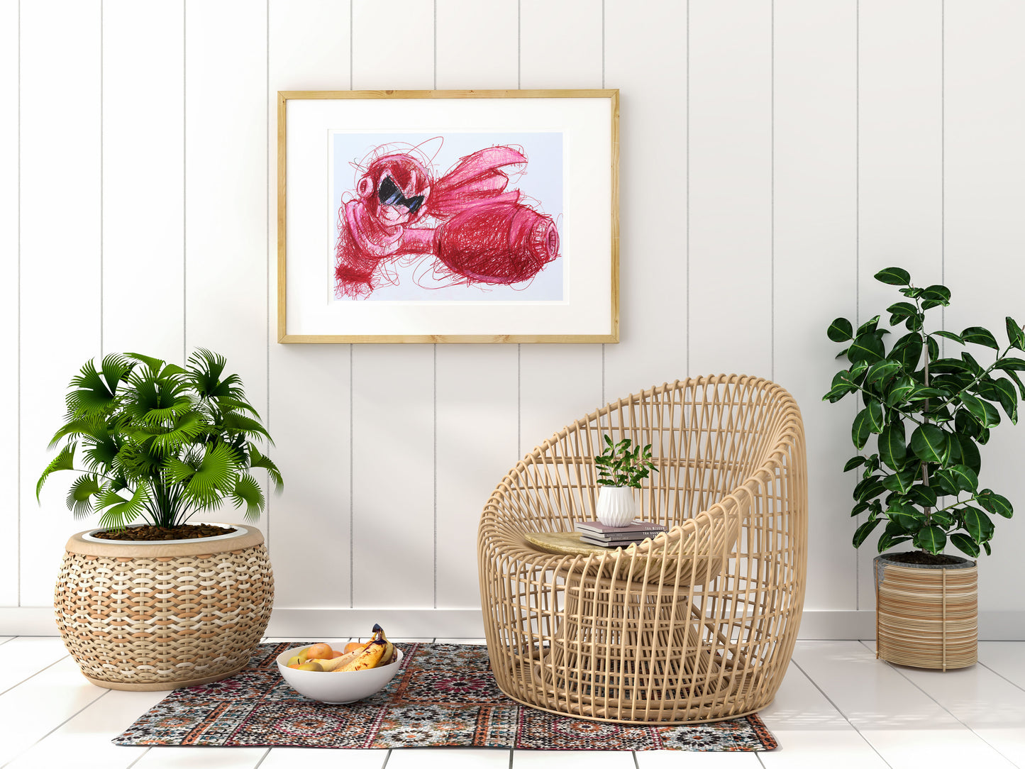 Protoman Ballpoint Pen Scribble Art Print