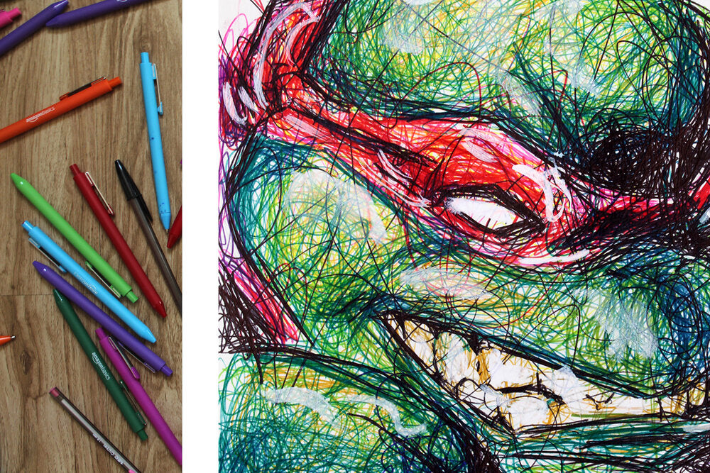 Raphael Ballpoint Pen Scribble Art Print-Cody James by Cody