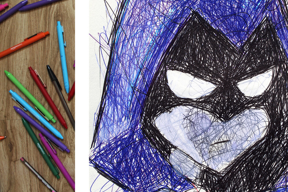 Raven Ballpoint Pen Scribble Art Print-Cody James by Cody