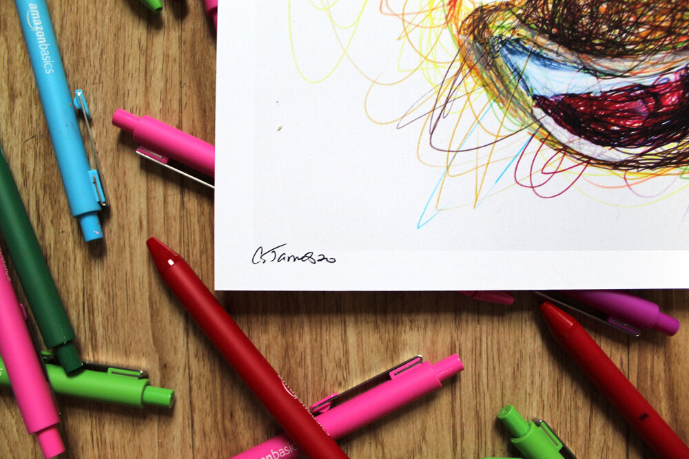 Rayman Ballpoint Pen Scribble Art Print-Cody James by Cody