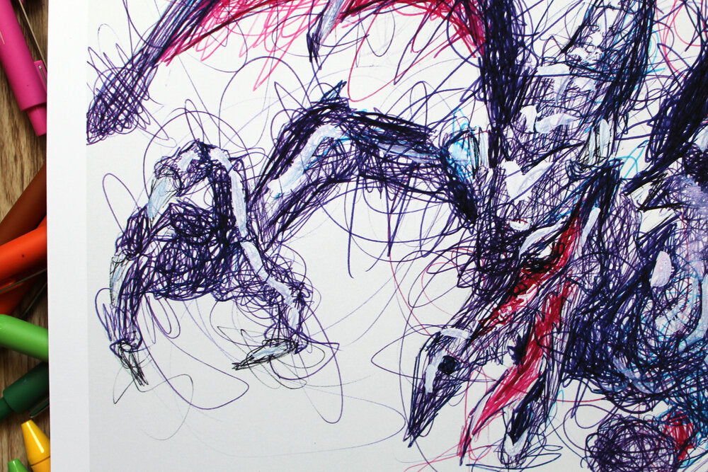 Ridley Ballpoint Pen Scribble Art Print-Cody James by Cody