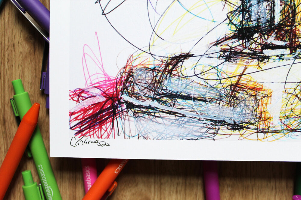 Rob Ballpoint Pen Scribble Art Print-Cody James by Cody