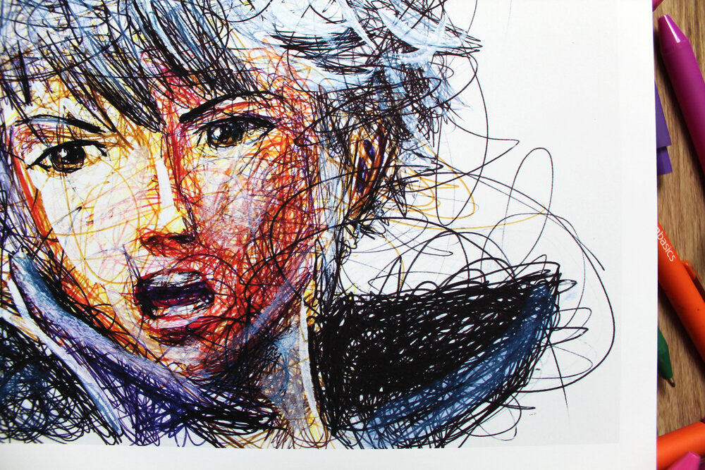 Robin Ballpoint Pen Scribble Art Print-Cody James by Cody