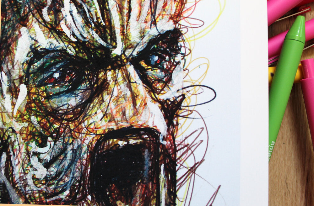 Rocket and Groot Ballpoint Pen Scribble Art Print-Cody James by Cody