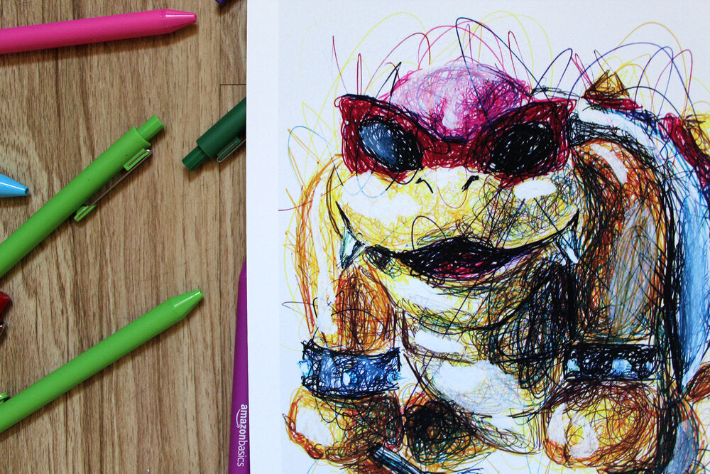 Roy Koopa Ballpoint Pen Scribble Art Print-Cody James by Cody