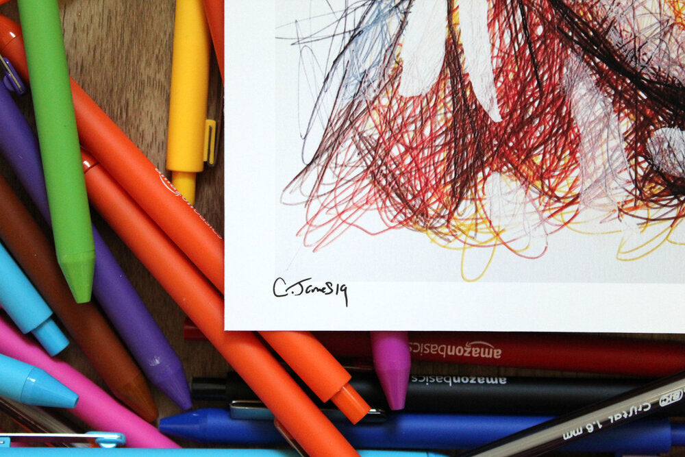 Ryu Ballpoint Pen Scribble Art Print-Cody James by Cody