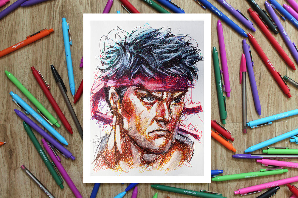 Street Fighter Ballpoint Pen Art Print Set-Cody James by Cody