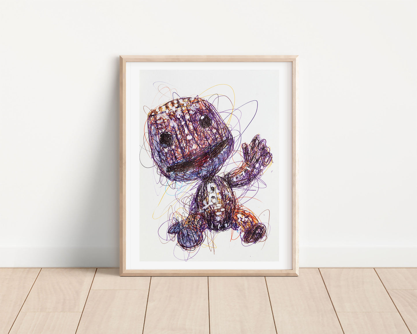Sackboy Ballpoint Pen Scribble Art Print