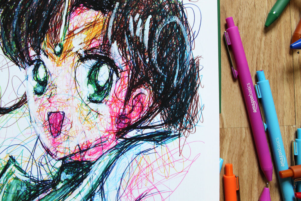 Sailor Jupiter Ballpoint Pen Scribble Art Print-Cody James by Cody