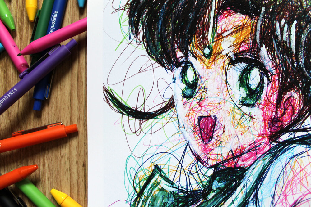 Sailor Jupiter Ballpoint Pen Scribble Art Print-Cody James by Cody