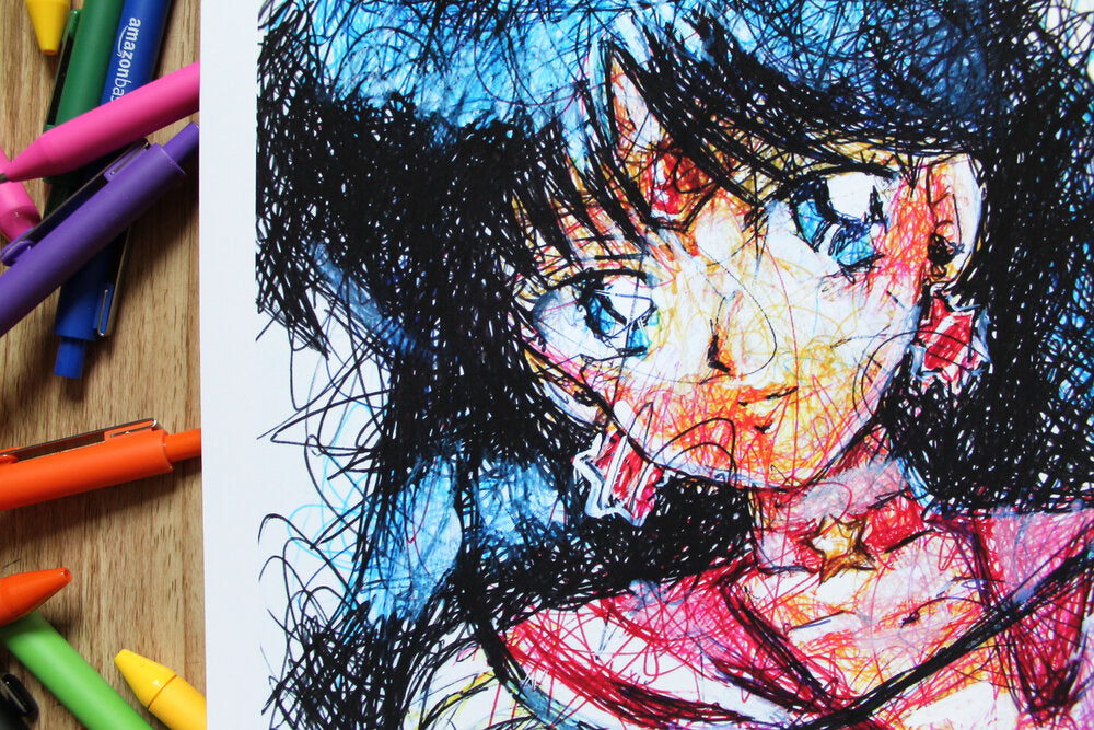 Sailor Mars Ballpoint Pen Scribble Art Print-Cody James by Cody
