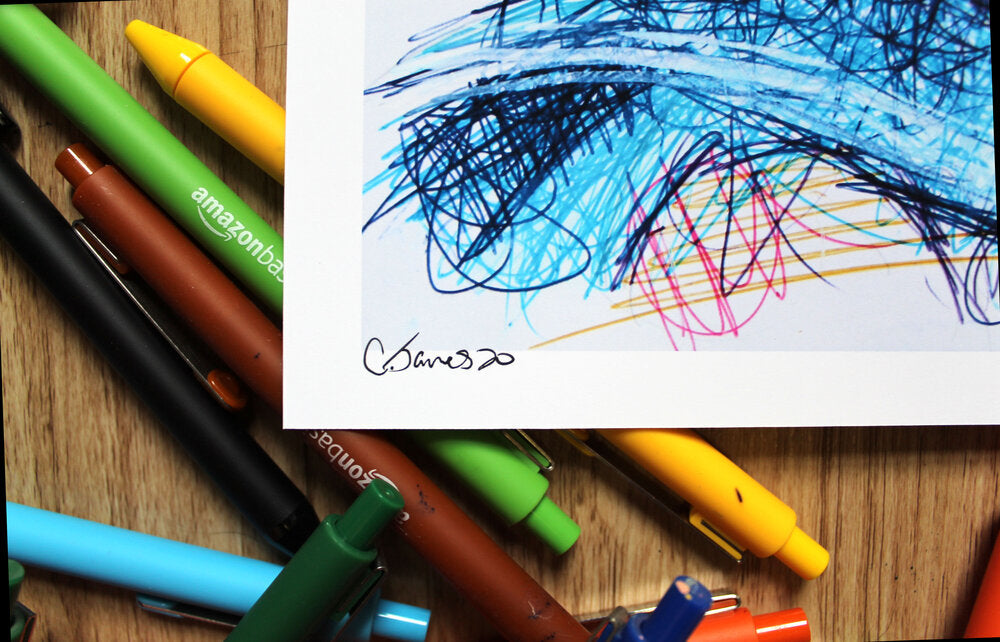 Sailor Mercury Ballpoint Pen Scribble Art Print-Cody James by Cody