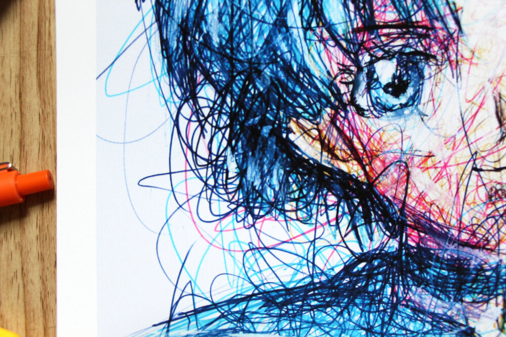 Sailor Mercury Ballpoint Pen Scribble Art Print-Cody James by Cody