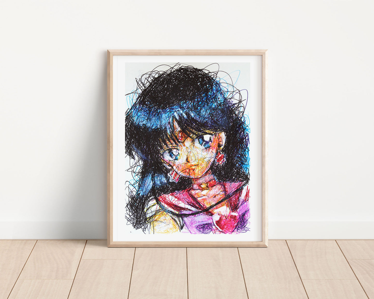 Sailor Mars Ballpoint Pen Scribble Art Print