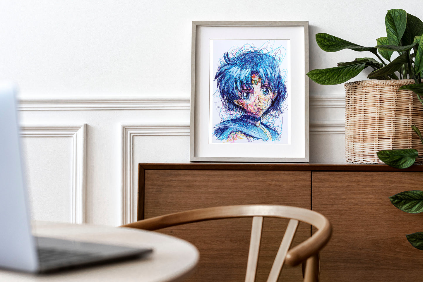 Sailor Mercury Ballpoint Pen Scribble Art Print