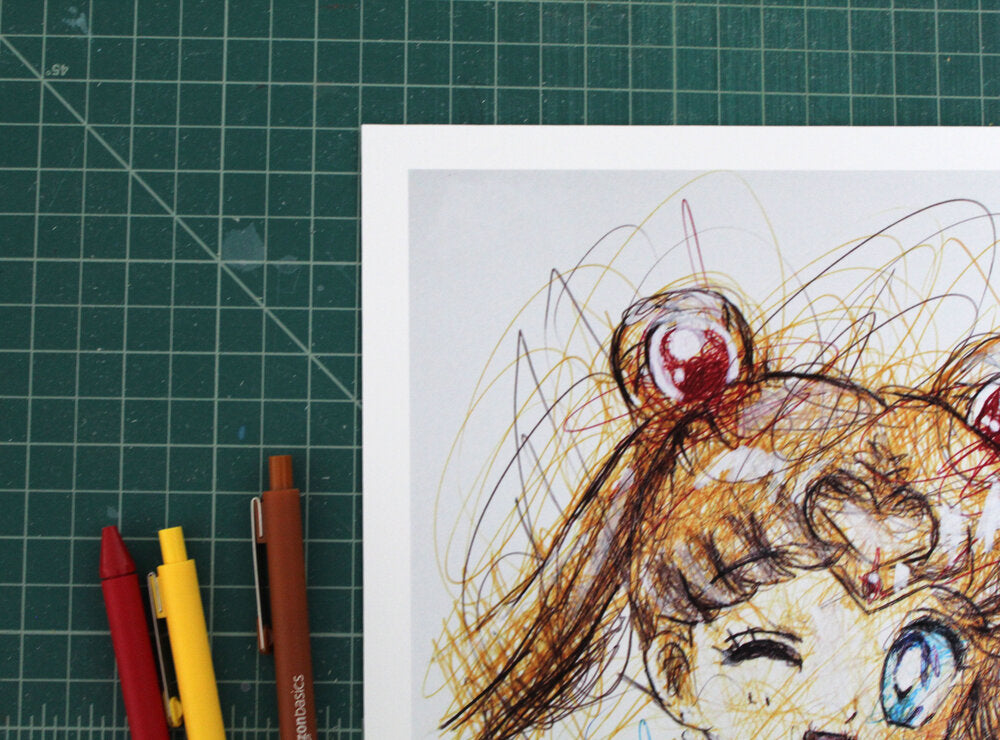 Sailor Moon Ballpoint Pen Scribble Art Print-Cody James by Cody