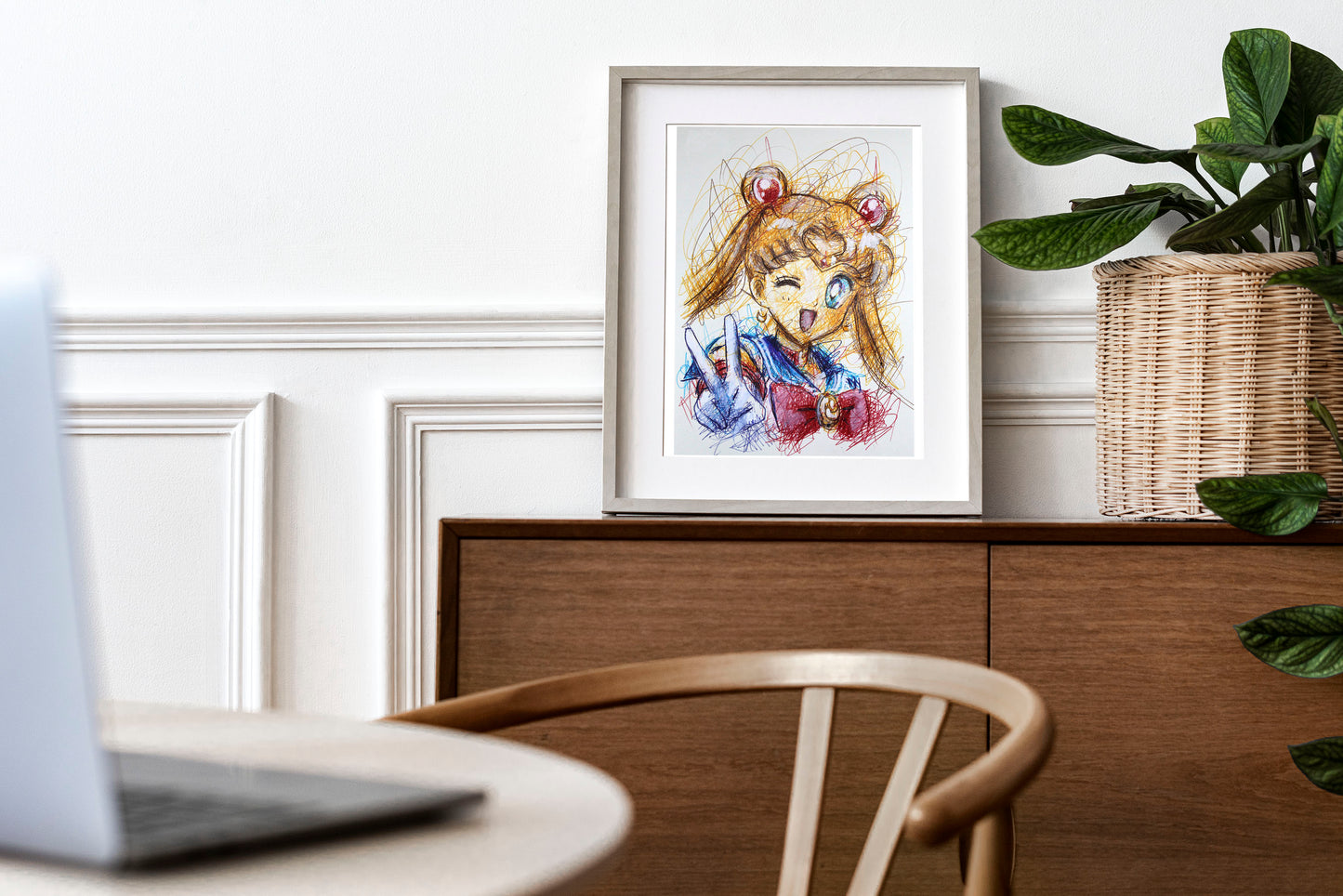 Sailor Moon Ballpoint Pen Scribble Art Print