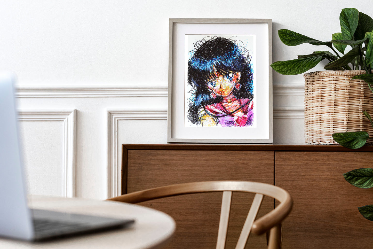 Sailor Mars Ballpoint Pen Scribble Art Print