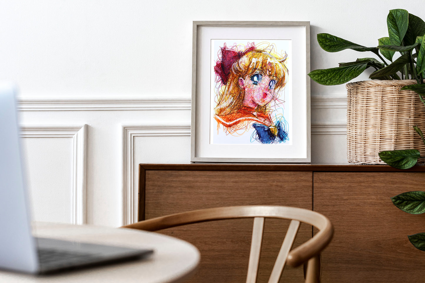 Sailor Venus Ballpoint Pen Scribble Art Print