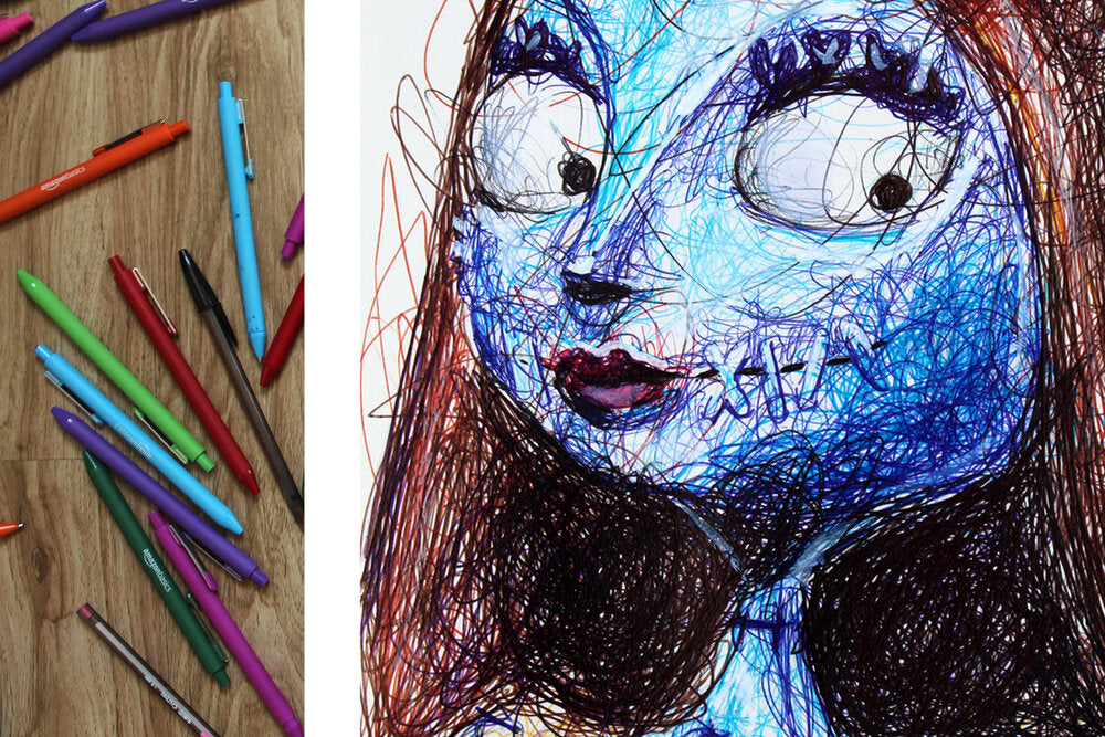 Sally Ballpoint Pen Scribble Art Print-Cody James by Cody
