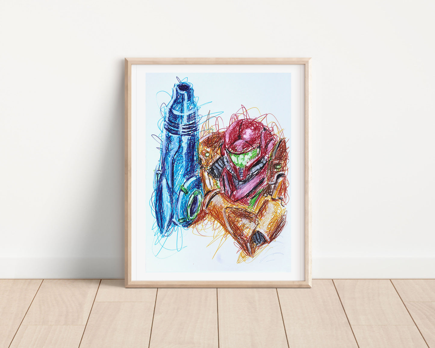 Samus Ballpoint Pen Scribble Art Print