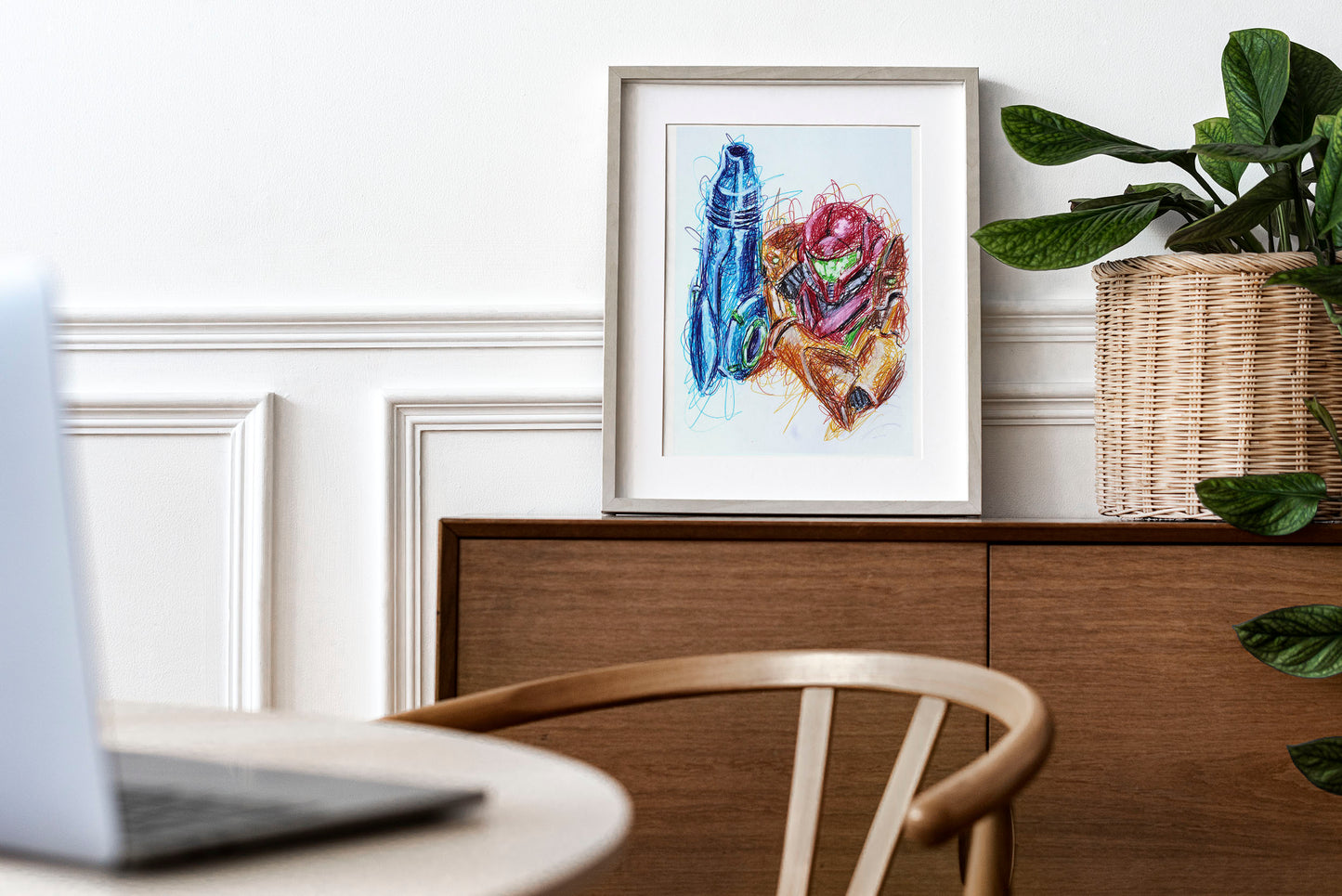 Samus Ballpoint Pen Scribble Art Print