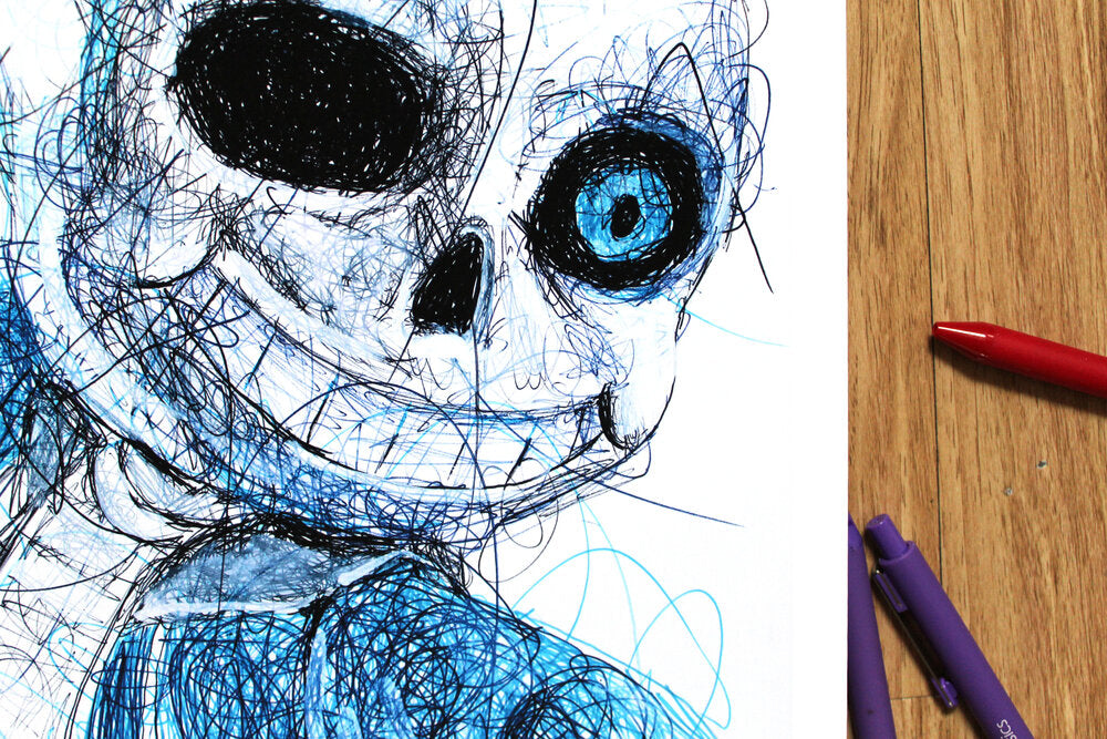 Sans Ballpoint Pen Scribble Art Print-Cody James by Cody