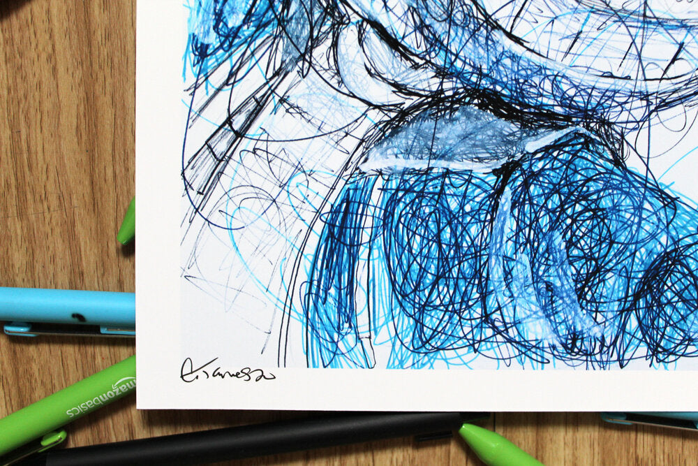 Sans Ballpoint Pen Scribble Art Print-Cody James by Cody