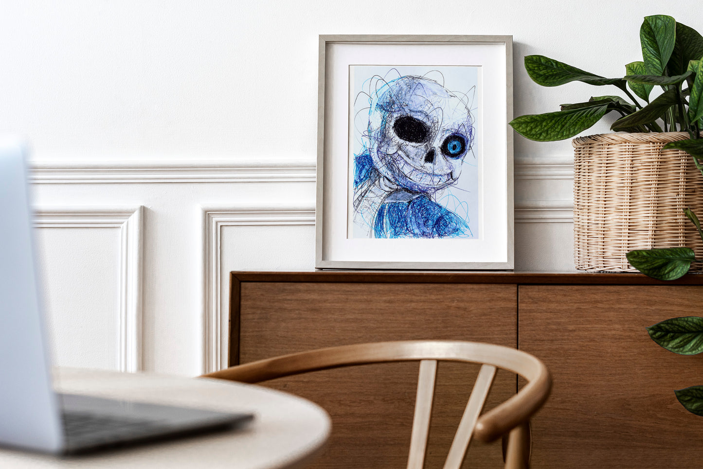 Sans Ballpoint Pen Scribble Art Print