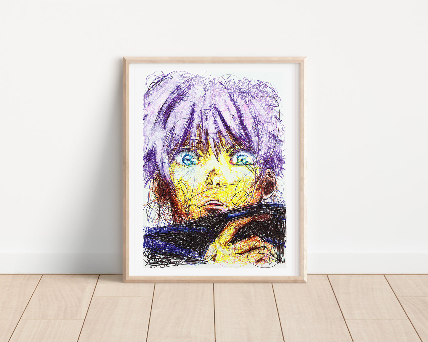 Satoru Gojo Ballpoint Pen Scribble Art Print