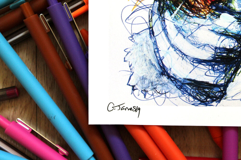 Sheik Ballpoint Pen Scribble Art Print-Cody James by Cody