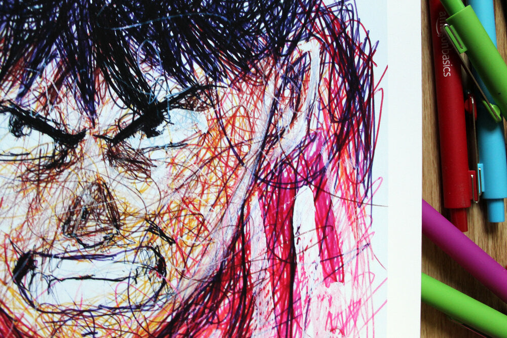Shotaro Ballpoint Pen Scribble Art Print-Cody James by Cody