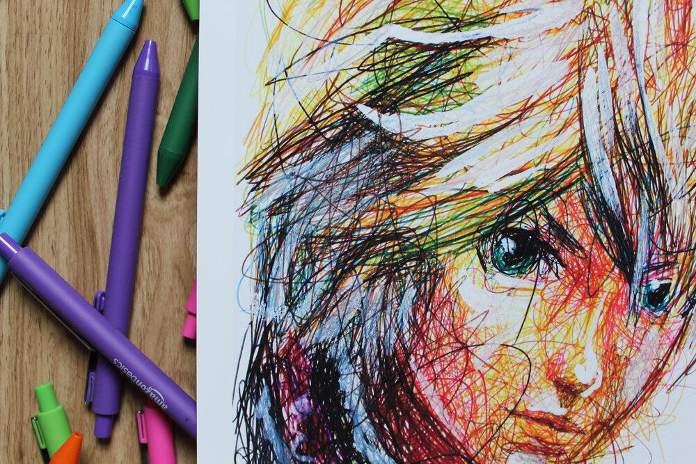 Shulk Ballpoint Pen Scribble Art Print-Cody James by Cody