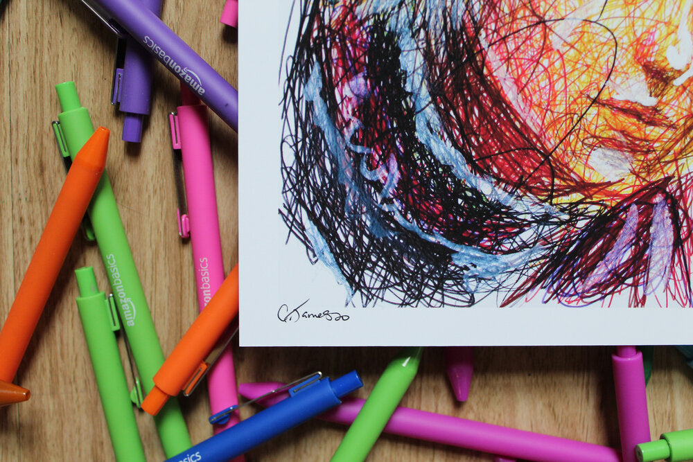 Shulk Ballpoint Pen Scribble Art Print-Cody James by Cody