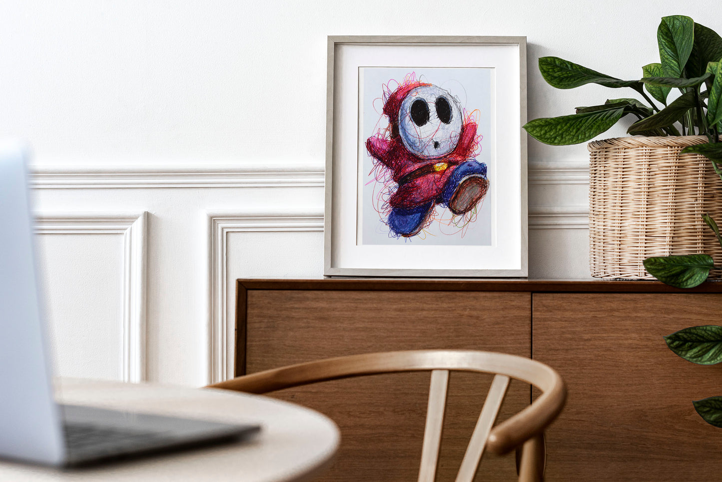 Shy Guy Ballpoint Pen Scribble Art Print