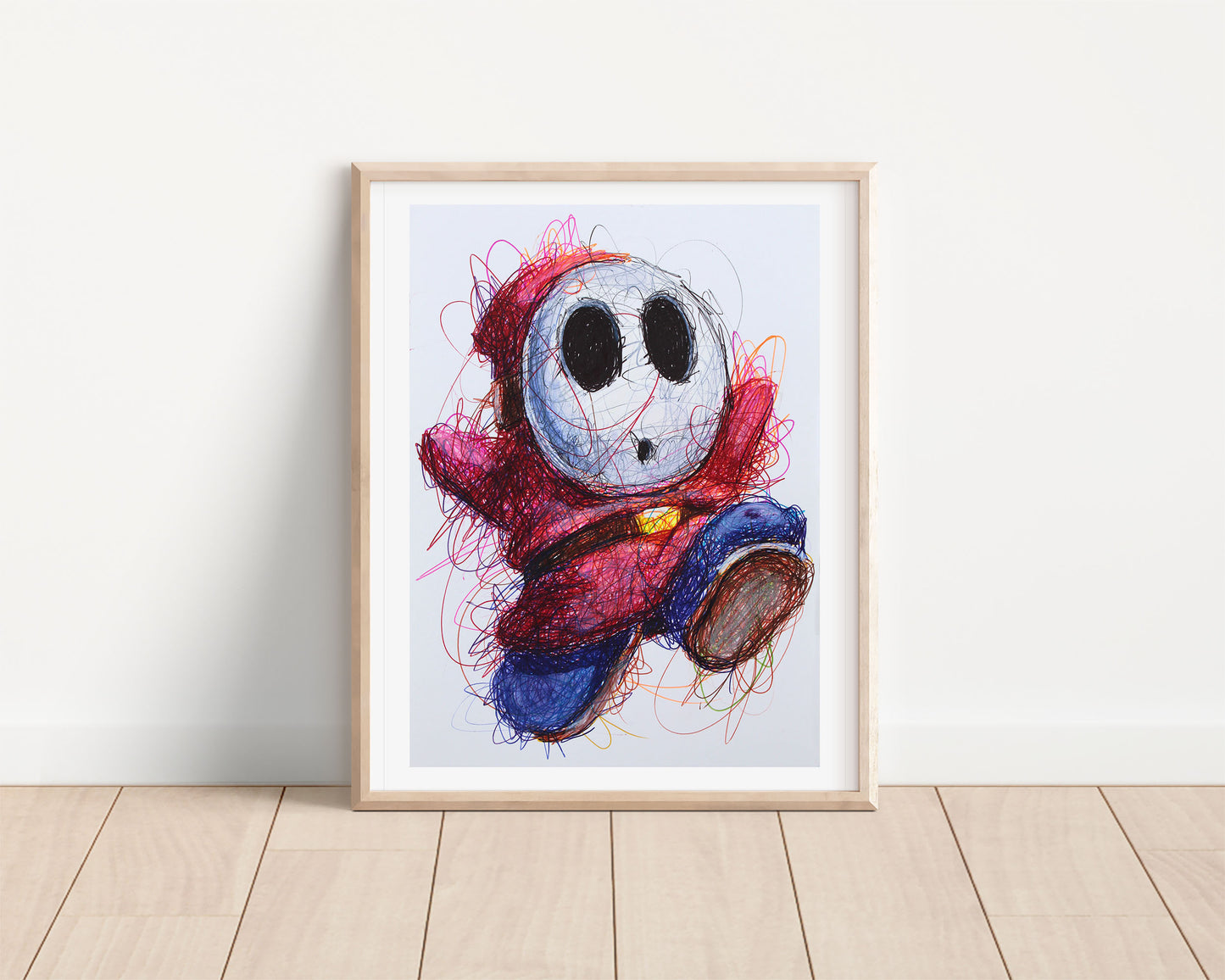 Shy Guy Ballpoint Pen Scribble Art Print