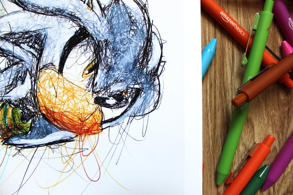 Silver Ballpoint Pen Scribble Art Print-Cody James by Cody