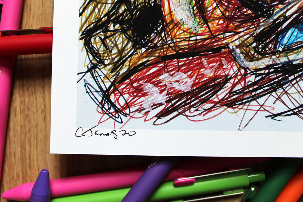 Simon Ballpoint Pen Scribble Art Print-Cody James by Cody