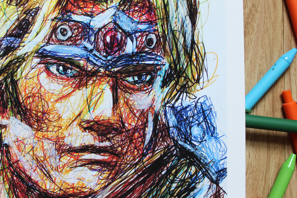 Simon Ballpoint Pen Scribble Art Print-Cody James by Cody
