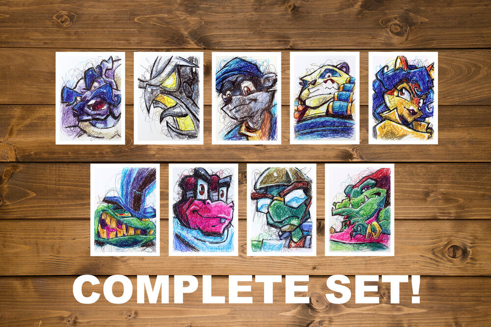 Sly Cooper COMPLETE Ballpoint Pen Art Print Set-Cody James by Cody