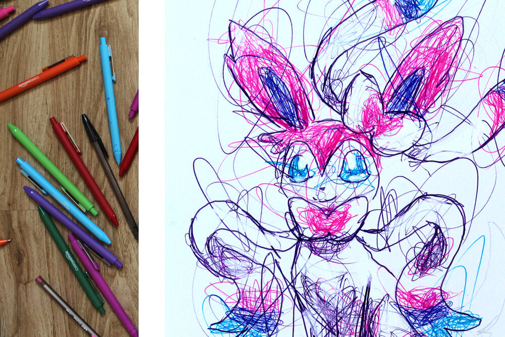 Slyveon Ballpoint Pen Scribble Art Print-Cody James by Cody