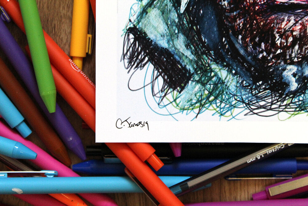 Solid Snake (Big Boss) Ballpoint Pen Scribble Art Print-Cody James by Cody
