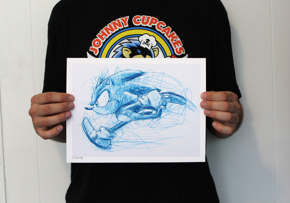 Sonic the Hedgehog Ballpoint Pen Scribble Art Print-Cody James by Cody