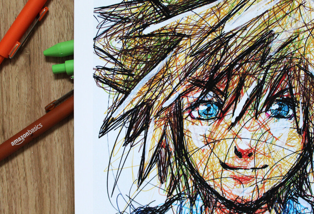Sora Ballpoint Pen Scribble Art Print-Cody James by Cody