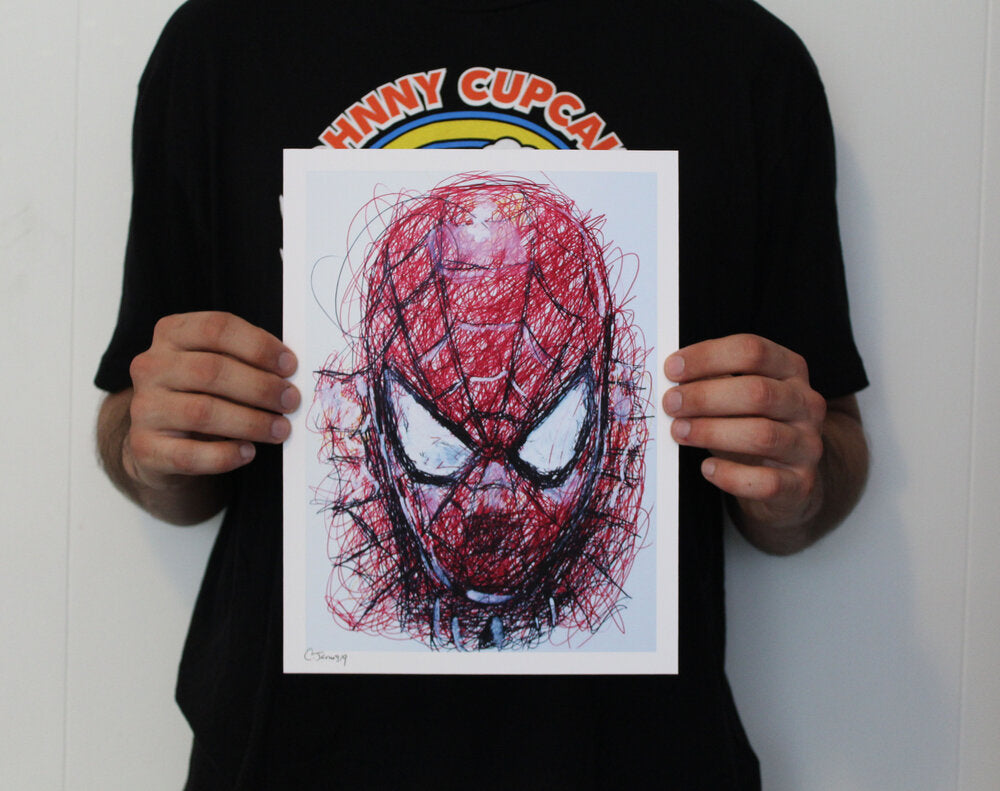 Spiderman Ballpoint Pen Scribble Art Print-Cody James by Cody