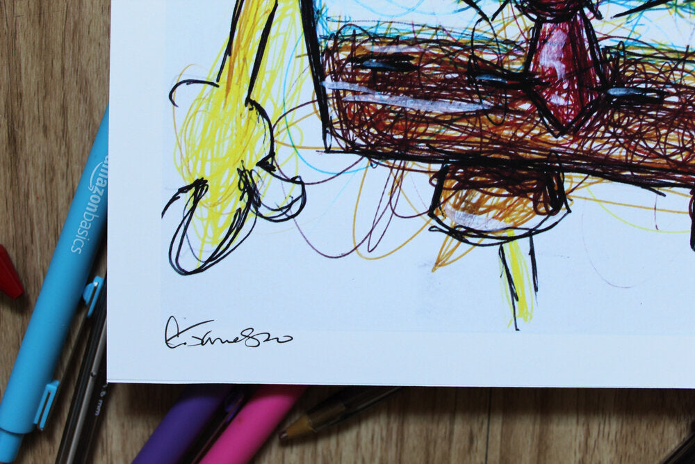 Spongebob Squarepants Ballpoint Pen Scribble Art Print-Cody James by Cody