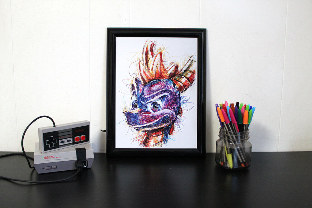 Spyro Ballpoint Pen Scribble Art Print-Cody James by Cody